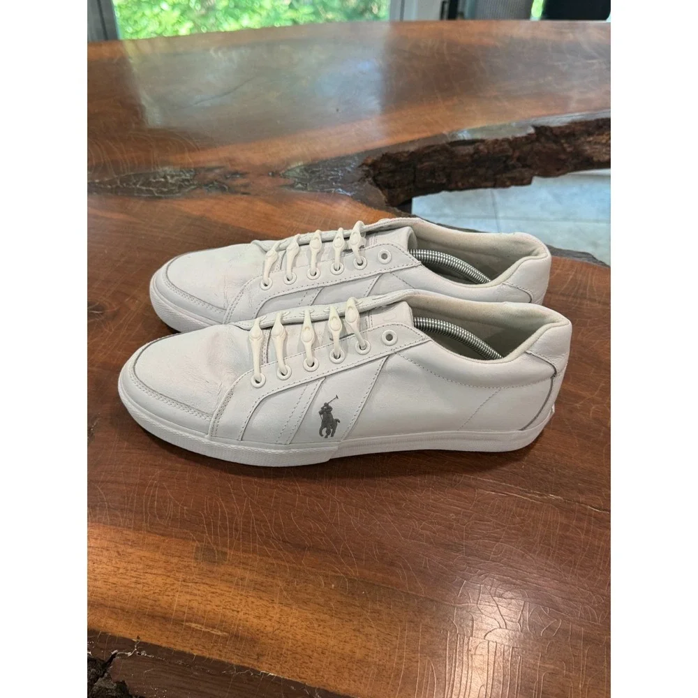 Polo Ralph Lauren Hugh Men's Sneakers White Size‎ 11.5D Casual Leather Lace-Up 2